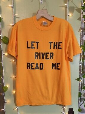 Women's 🆓 Jerzees Yellow Let The River Read Me T-shirt M